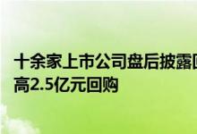 十余家上市公司盘后披露回购或增持计划公告 圣泉集团拟最高2.5亿元回购