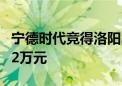 宁德时代竞得洛阳294亩工业用地 成交价7642万元