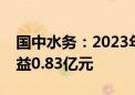 国中水务：2023年度对北京汇源确认投资收益0.83亿元