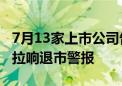 7月13家上市公司告别A股！还有近20只股票拉响退市警报