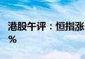 港股午评：恒指涨1.82% 恒生科技指数涨1.8%