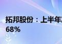 拓邦股份：上半年净利润3.89亿元 同比增50.68%