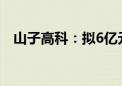 山子高科：拟6亿元-10亿元回购公司股份