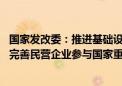 国家发改委：推进基础设施竞争性领域向经营主体公平开放 完善民营企业参与国家重大项目建设长效机制