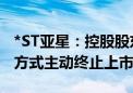 *ST亚星：控股股东提议公司以股东大会决议方式主动终止上市