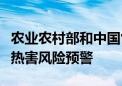 农业农村部和中国气象局联合发布一季稻高温热害风险预警