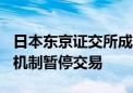 日本东京证交所成长市场250指数期货因熔断机制暂停交易