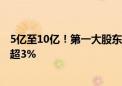 5亿至10亿！第一大股东拟大手笔增持 云南白药高开高走涨超3%