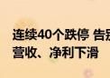 连续40个跌停 告别A股！股价“一泻千里” 营收、净利下滑