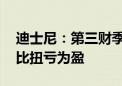 迪士尼：第三财季流媒体获“巨大成功” 同比扭亏为盈