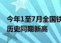 今年1至7月全国铁路发送旅客超25亿人次 创历史同期新高