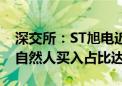 深交所：ST旭电近25个交易日累跌71.33% 自然人买入占比达98.29%