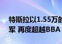 特斯拉以1.55万的销量成为豪华品牌销量冠军 再度超越BBA