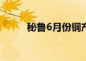 秘鲁6月份铜产量同比下降11.7%