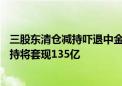 三股东清仓减持吓退中金股价 盘中一度破发 海尔金盈5次减持将套现135亿