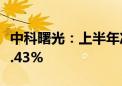 中科曙光：上半年净利润5.58亿元 同比增长2.43%