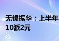 无锡振华：上半年净利润同比增长74.91% 拟10派2元