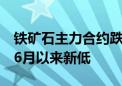 铁矿石主力合约跌破700元/吨关口 刷新去年6月以来新低