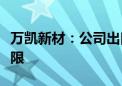 万凯新材：公司出口业务受反倾销调查影响有限