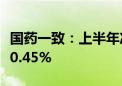 国药一致：上半年净利润7.43亿元 同比下降10.45%