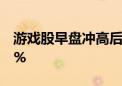 游戏股早盘冲高后持续回落 富春股份跌超10%