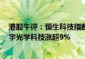 港股午评：恒生科技指数跌2.05% 苹果概念股逆势走强 舜宇光学科技涨超9%