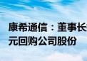 康希通信：董事长提议以3000万元—6000万元回购公司股份