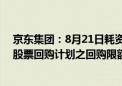 京东集团：8月21日耗资约3.9亿美元回购股票 已充分使用股票回购计划之回购限额