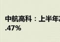 中航高科：上半年净利润6.04亿元 同比增长9.47%