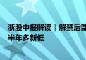 浙股中报解读｜解禁后部分股东忙套现，去年大牛股股价创半年多新低