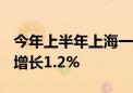 今年上半年上海一般公共预算收入4674亿元 增长1.2%