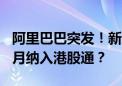 阿里巴巴突发！新增香港为主要上市地 最快9月纳入港股通？