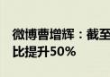 微博曹增辉：截至今年6月 全平台金V规模同比提升50%