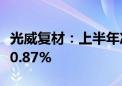 光威复材：上半年净利润3.68亿元 同比下降10.87%