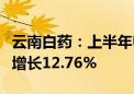 云南白药：上半年归母净利润31.89亿元 同比增长12.76%