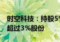 时空科技：持股5%以上股东杨耀华拟减持不超过3%股份