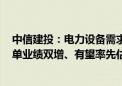 中信建投：电力设备需求旺盛 强确定性下预计H2将出现订单业绩双增、有望率先估值切换