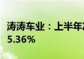 涛涛车业：上半年净利润1.82亿元 同比增长35.36%