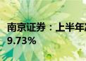 南京证券：上半年净利润5.46亿元 同比增长19.73%