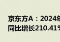 京东方A：2024年上半年净利润22.84亿元 同比增长210.41%