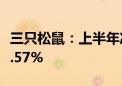 三只松鼠：上半年净利润2.9亿元 同比增长88.57%