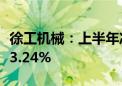 徐工机械：上半年净利润37.06亿元 同比增长3.24%