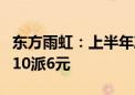 东方雨虹：上半年净利润同比下降29.31% 拟10派6元