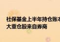 社保基金上半年持仓账本：合计持股市值1378.1亿元 前两大重仓股来自券商