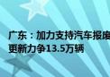 广东：加力支持汽车报废更新 全省（不含深圳市）汽车报废更新力争13.5万辆