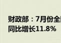 财政部：7月份全国共销售彩票546.55亿元 同比增长11.8%