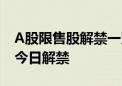 A股限售股解禁一览：26.74亿元市值限售股今日解禁