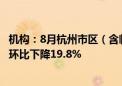 机构：8月杭州市区（含临安、富阳）共成交二手房6688套 环比下降19.8%