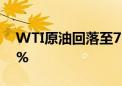 WTI原油回落至73美元/桶下方 日内跌0.69%