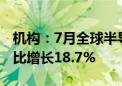 机构：7月全球半导体销售额达513亿美元 同比增长18.7%